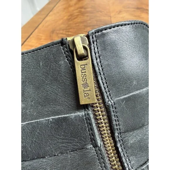 Bussola Prague Women’s 40 Black Ebony Leather Buckle Moto Ankle Boots Steampunk - Picture 9 of 13